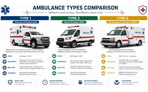 Type 1 vs Type 2 vs Type 3 Ambulance: Key Differences